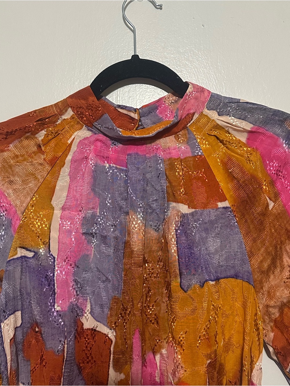Maeve Multicolor Abstract Asymmetrical Midi Dress in Pink, Brown & Purple NWT - Picture 6 of 10